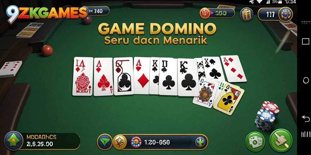 Screenshot gameplay 9ZKGAMES menampilkan serunya bermain Domino.
