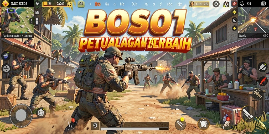 Gameplay seru di BOS01 dengan aksi Battle Royale yang intens.