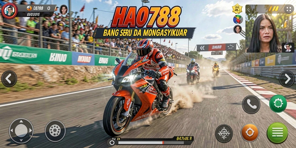 Tangkapan layar HAO788 menampilkan aksi balapan motor yang mendebarkan.