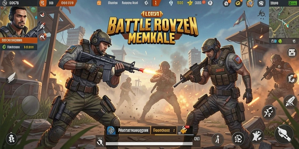 Tampilan gameplay ID678 yang intens dalam pertempuran Battle Royale.