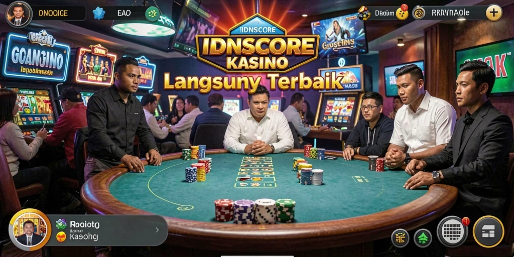 Tampilan utama IDNSCORE menampilkan dealer langsung yang profesional dan permainan kasino yang mendebarkan.