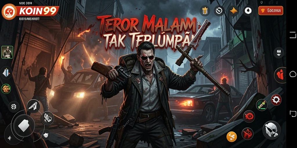 Screenshot gameplay KOIN99 yang menampilkan suasana horor yang menegangkan.