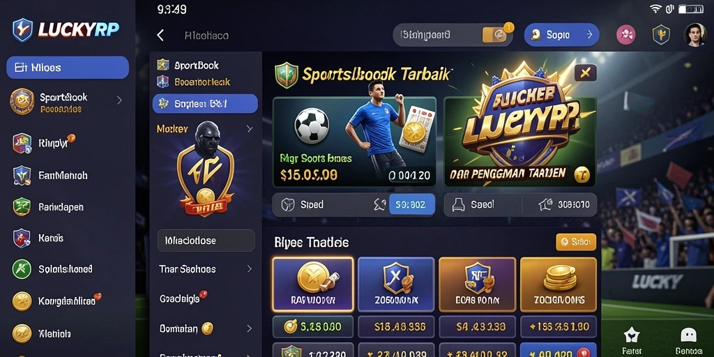 Tampilan antarmuka LUCKYRP saat melakukan taruhan pada pertandingan olahraga.