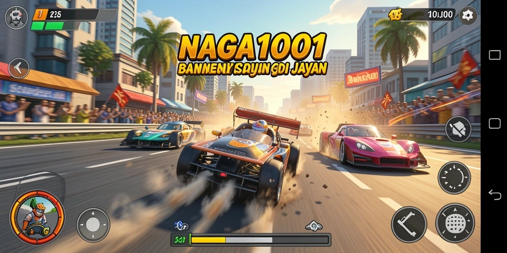 Gameplay seru di lintasan balap dengan kendaraan menarik.