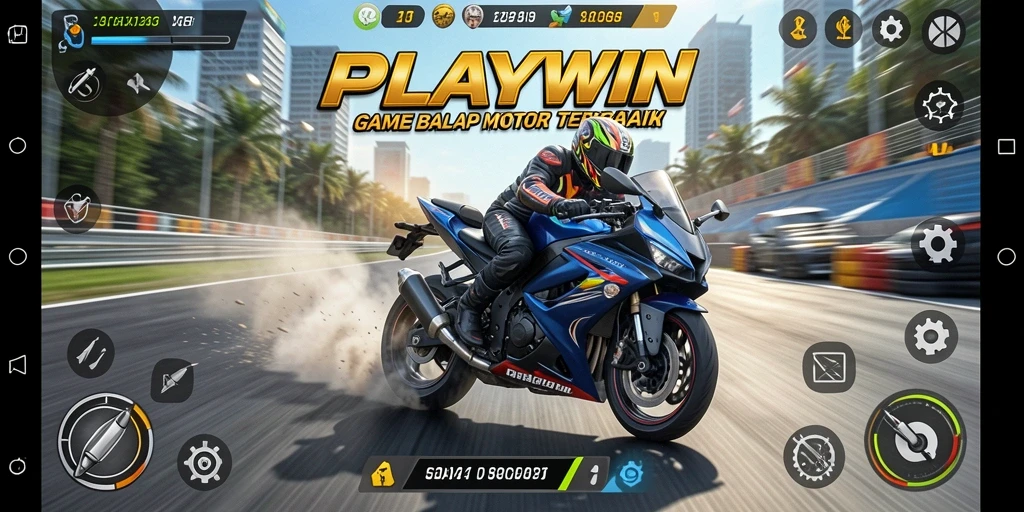 Gameplay balap motor yang mendebarkan dalam PLAYWIN.