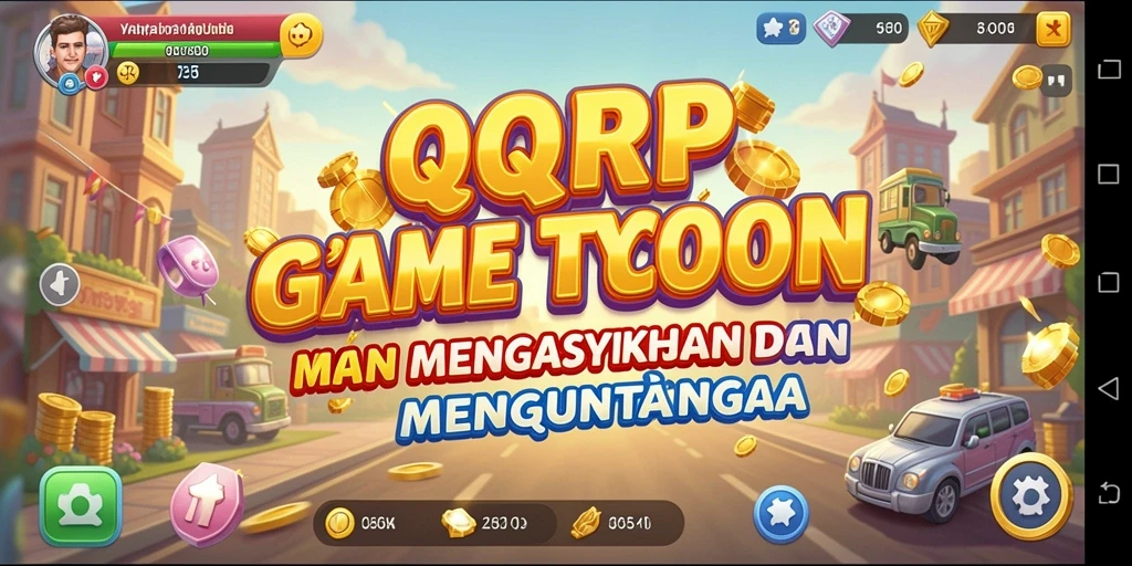 Screenshot gameplay <strong>QQRP</strong> yang menunjukkan manajemen bisnis yang seru.