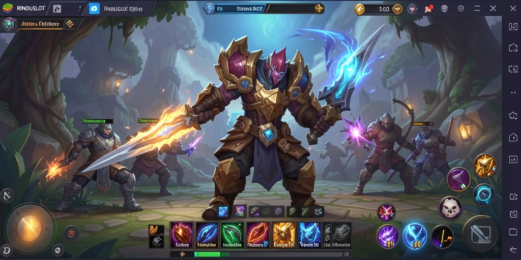 Tampilan gameplay RINDUSLOT yang mendebarkan dengan pertarungan epik.