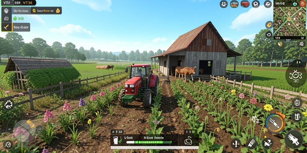 Gameplay seru VT38 dengan berbagai kegiatan pertanian.