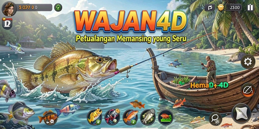 Tampilan gameplay seru WAJAN4D saat memancing di lokasi menakjubkan.